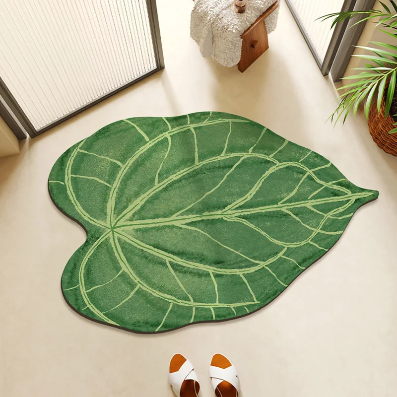 VIKAMA Ins Green Leaf Bathroom Absorbent Floor Mat, Bathroom Dirt-Resistant, Fresh And Anti-Slip Floor Mat, Home Decoration