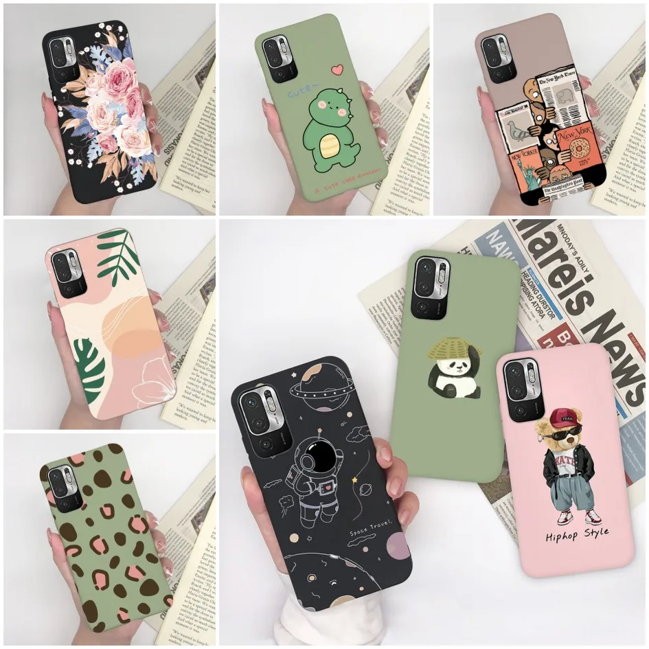حافظة لهاتف شاومي ريدمي نوت 10 5G حافظة ملونة على شكل ديناصور على شكل زهرة الدب سيليكون لهاتف ريدمي نوت 10T 11 SE Poco M3 Pro 5G كابا