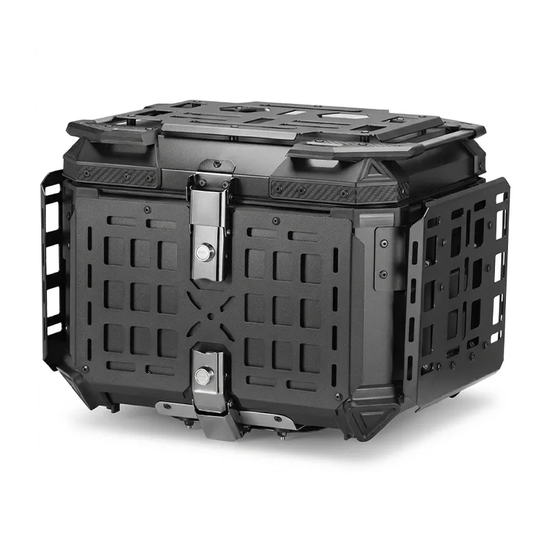 BK 45L Thick Black Armored Detachable Universal Dustproof Waterproof Motorcycle Aluminum Alloy Trunk Tail Box 50KG Load Capacity