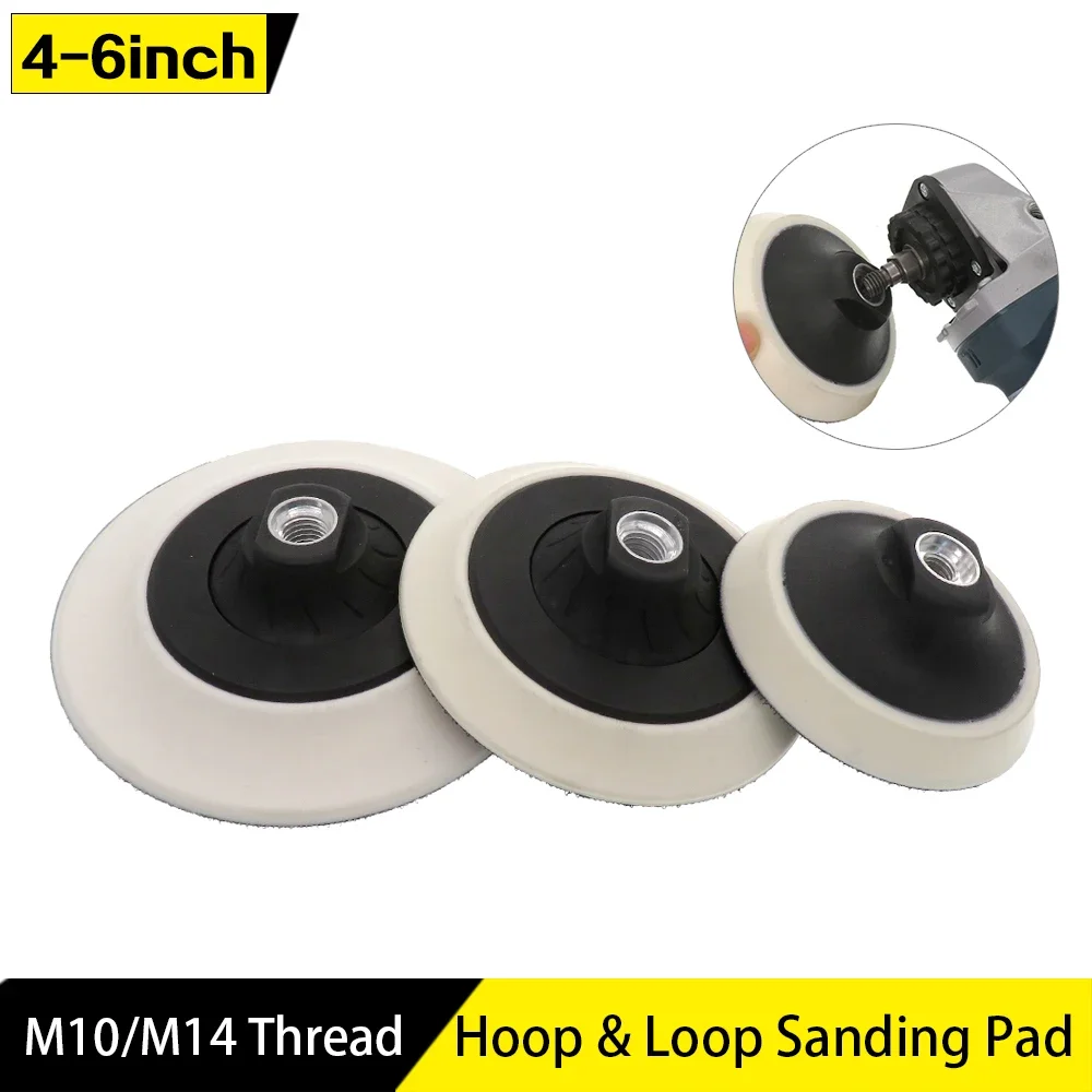 4/5/6 Polegada almofada de apoio de gancho e laço rotativo 1 peça com almofada de polimento de rosca m10/m14 para lixar e polimento de metal