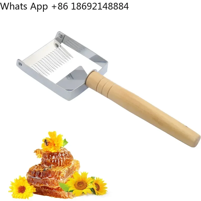 Stainless Steel Adjustable Honey Unloading Fork for Honey Scraping Knife Wooden Handle Multi-Functional Honey Cutting Knife