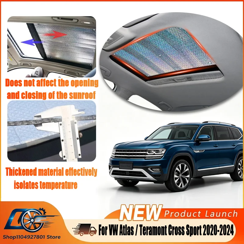 For VW Atlas / Teramont Cross Sport 2020-2024, Sunroof Sunshade Heat Insulation Cover Window Stickers, UV Protection, Keeps