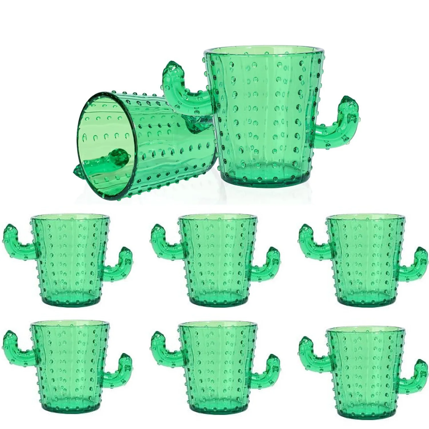 6 uds. De vasos de chupito de Cactus de plástico, bonitos vasos de Cactus verdes para despedida de soltera Tequila, suministros para fiestas temáticas de Fiesta de Cinco de Mayo