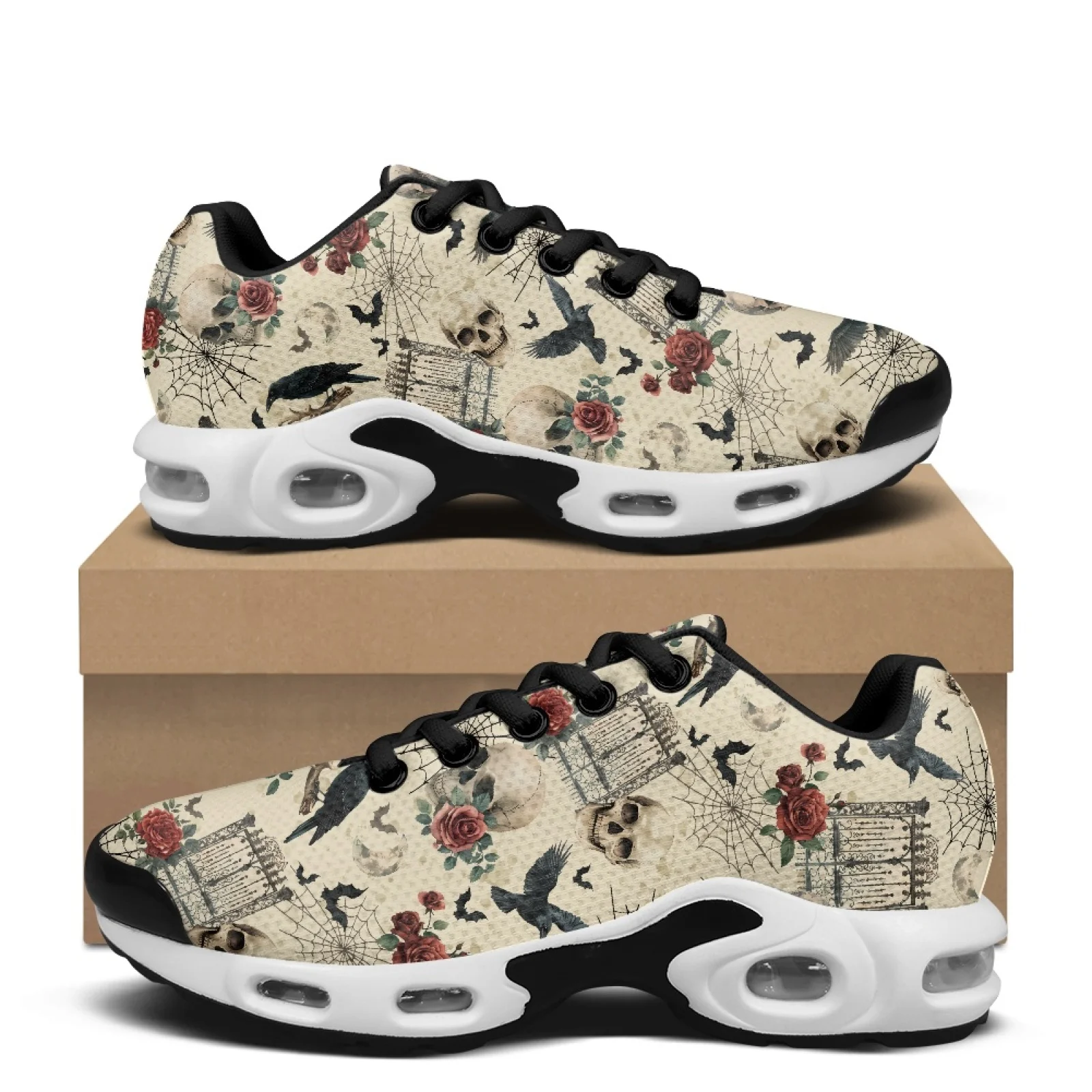 PENSTROLL Rose Raven Design Fashion Tennis Sneakers for Men Mesh Tennis Sport Cross Trainers Comfort Sneaker