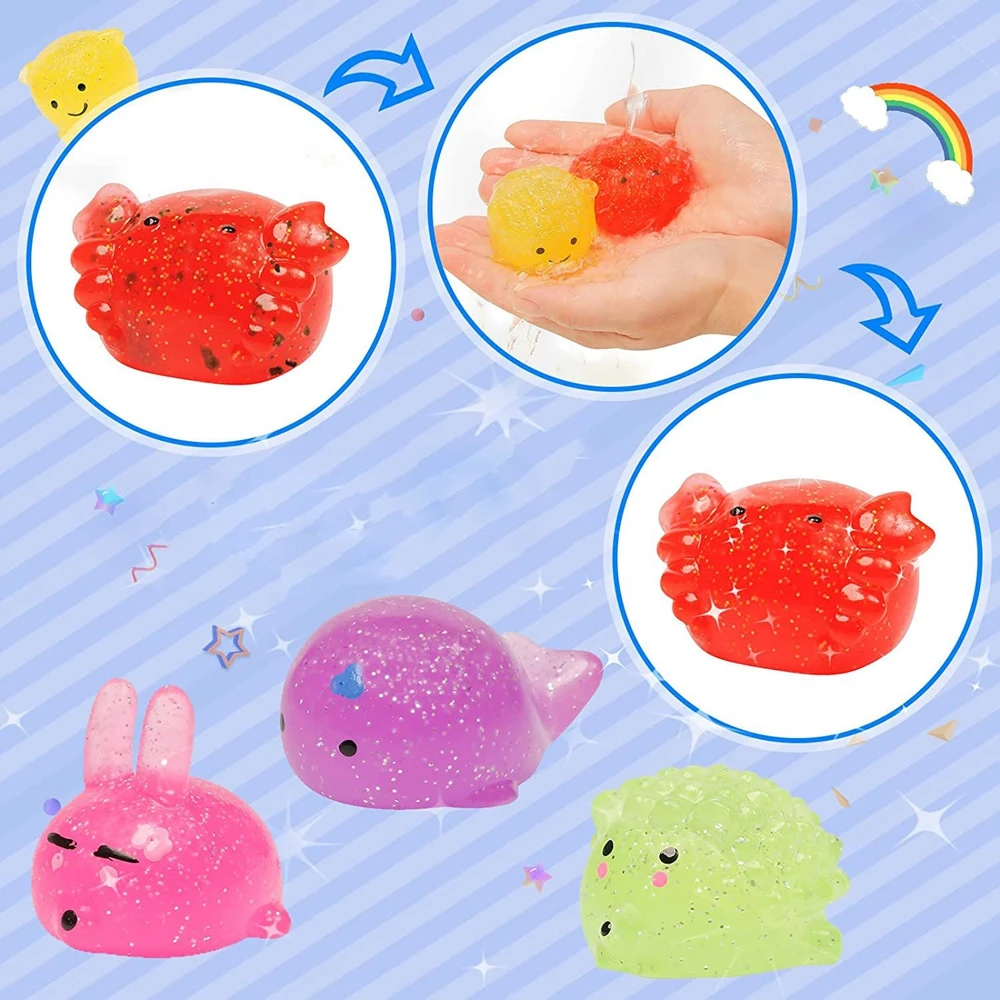 8Pcs Random Animals Kawaii Squishies Mochi Squishy Toys Mini Stress Relief Toys for Kids Party Favors Classroom Prizes Gifts