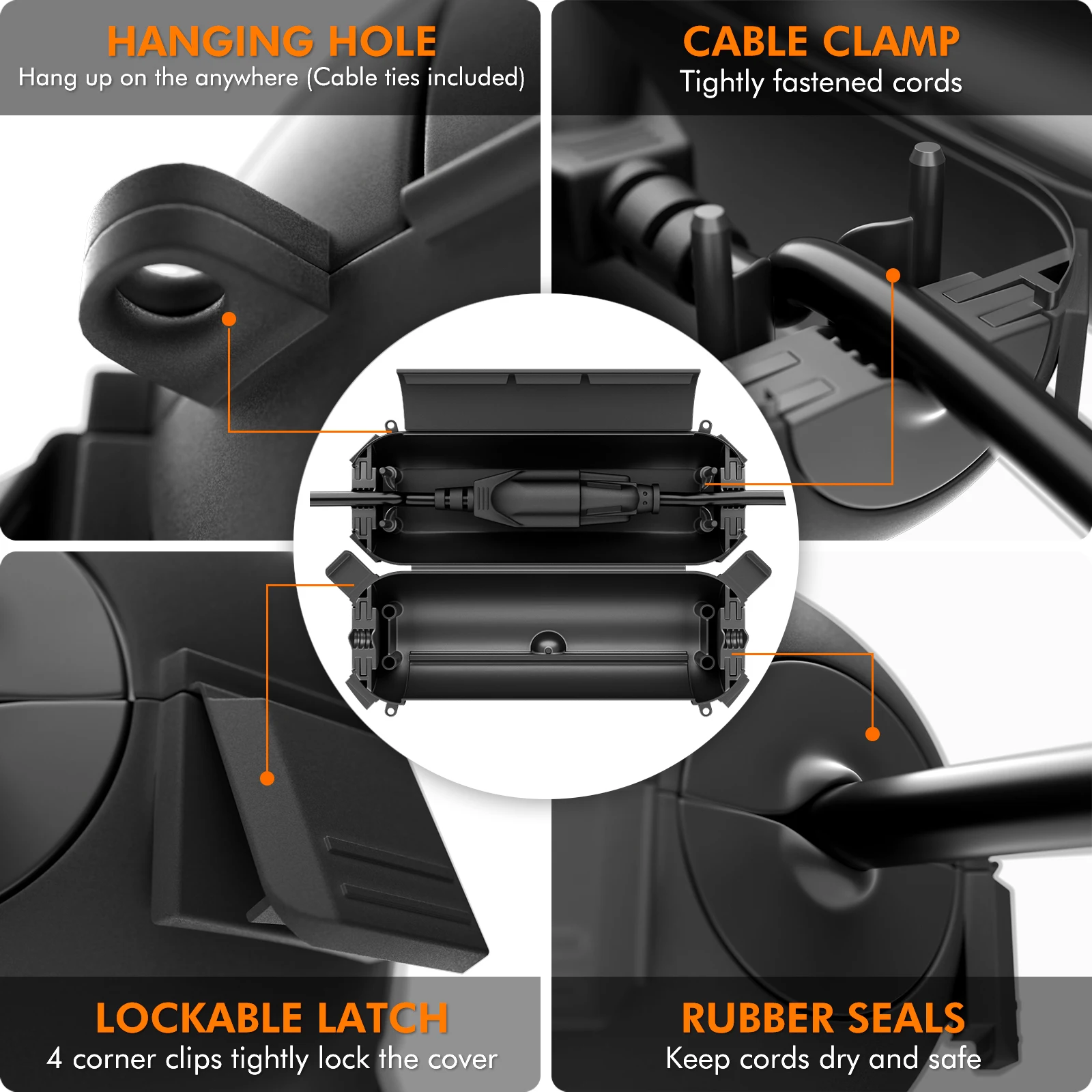 4 عبوات من صندوق توصيل خارجي صغير IP44 مقاوم للماء، غطاء أمان لسلك تمديد مقاوم للطقس للمقابس الخارجية والأضواء والكابلات