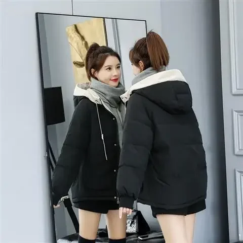 New Winter Women's Cold Coat Parkas Super Hot Hooded Padded Jacket Cropped Jacket Plus Size Jacket Loose Korean Fashion