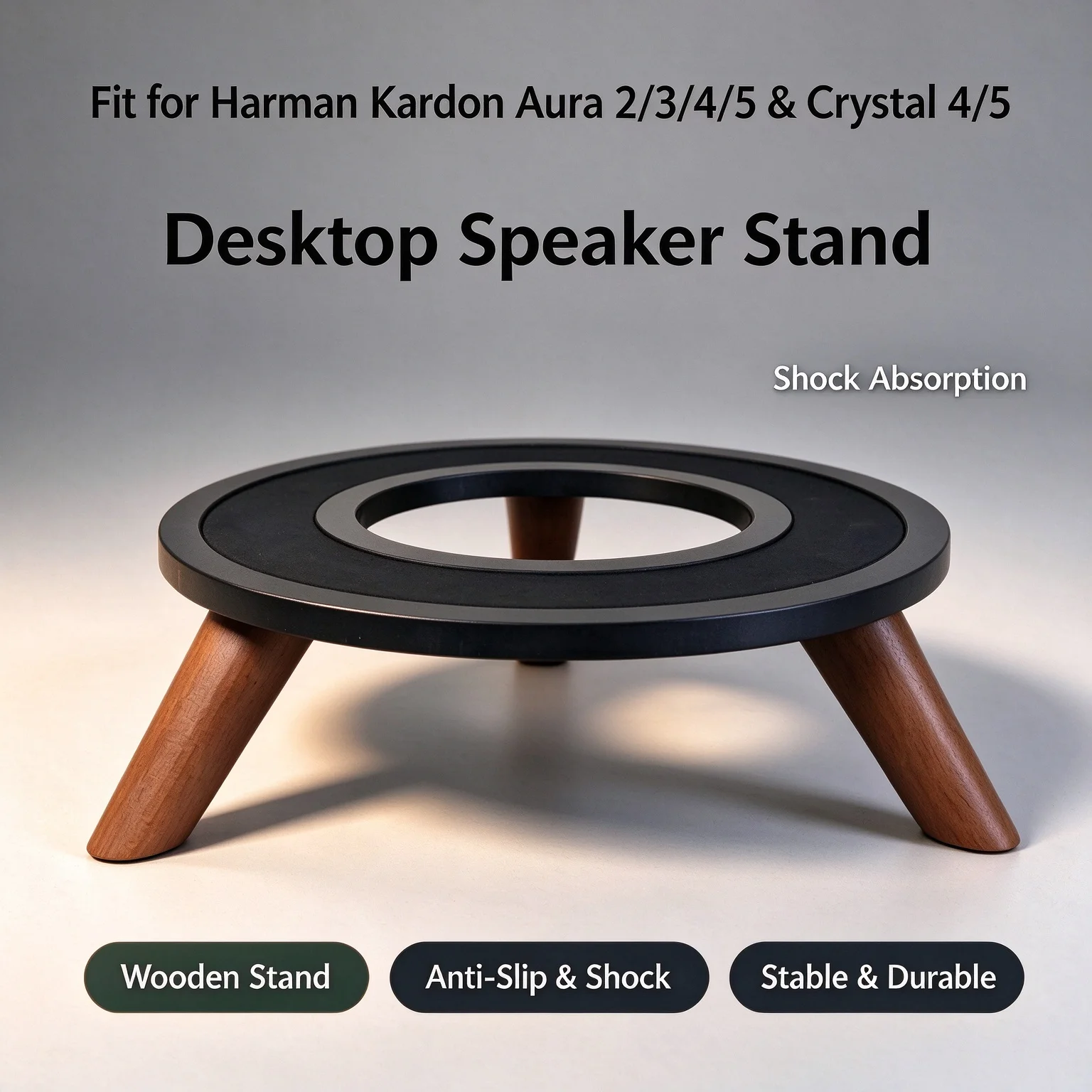 For Harman Kardon Solid Wood Base Thickened Nonslip Solid Wood Desktop Shock-absorbing Audio Stand For Harman Kardon Speaker