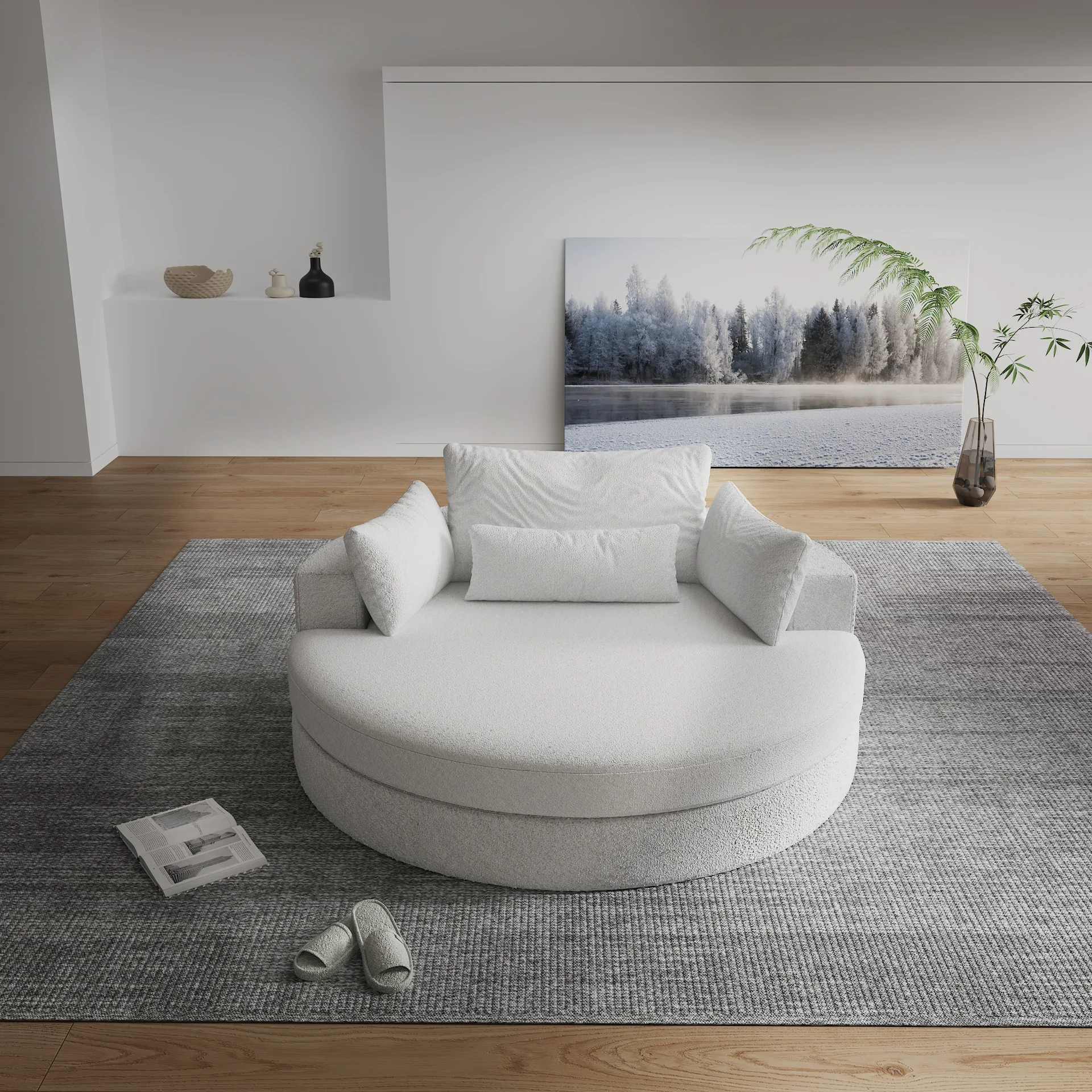 Round single double creative sofa compression vacuum packaging cloud warehouse sofa Nordic wind sofa cushion