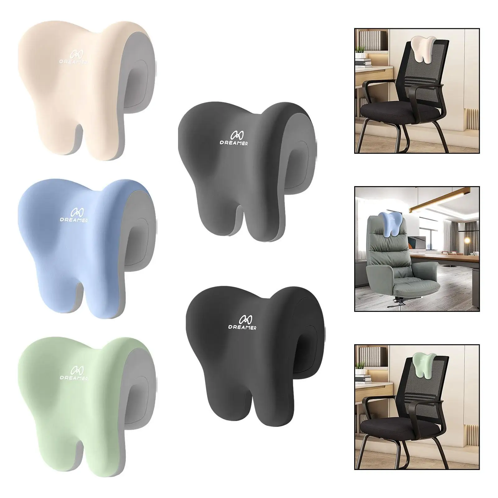 كرسي مكتب لدعم الرقبة، غطاء قماشي مريح وجيد التهوية، وسادة قيلولة