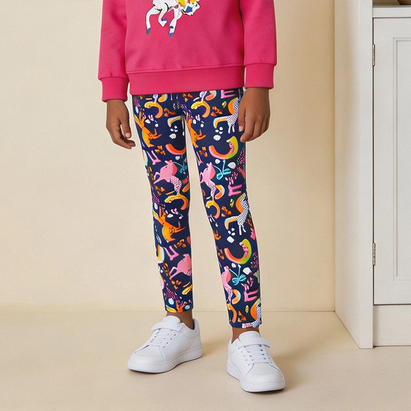AostaBetty Children's Clothing 2026 Autumn New Girls' Long Pants European and American Style Unicorn Print Baby Base Layer Pants