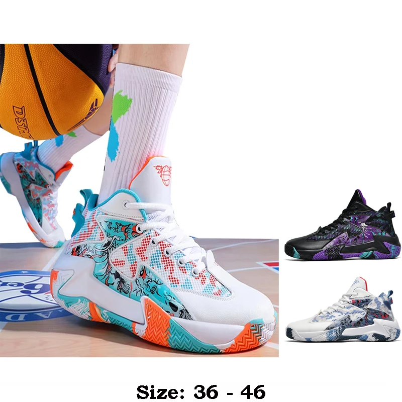 

Высококачественная повседневная кожаная спортивная обувь для мужчин с принтом и сеткой 2025 36 45, уличные баскетбольные кроссовки для бега, черные, белые