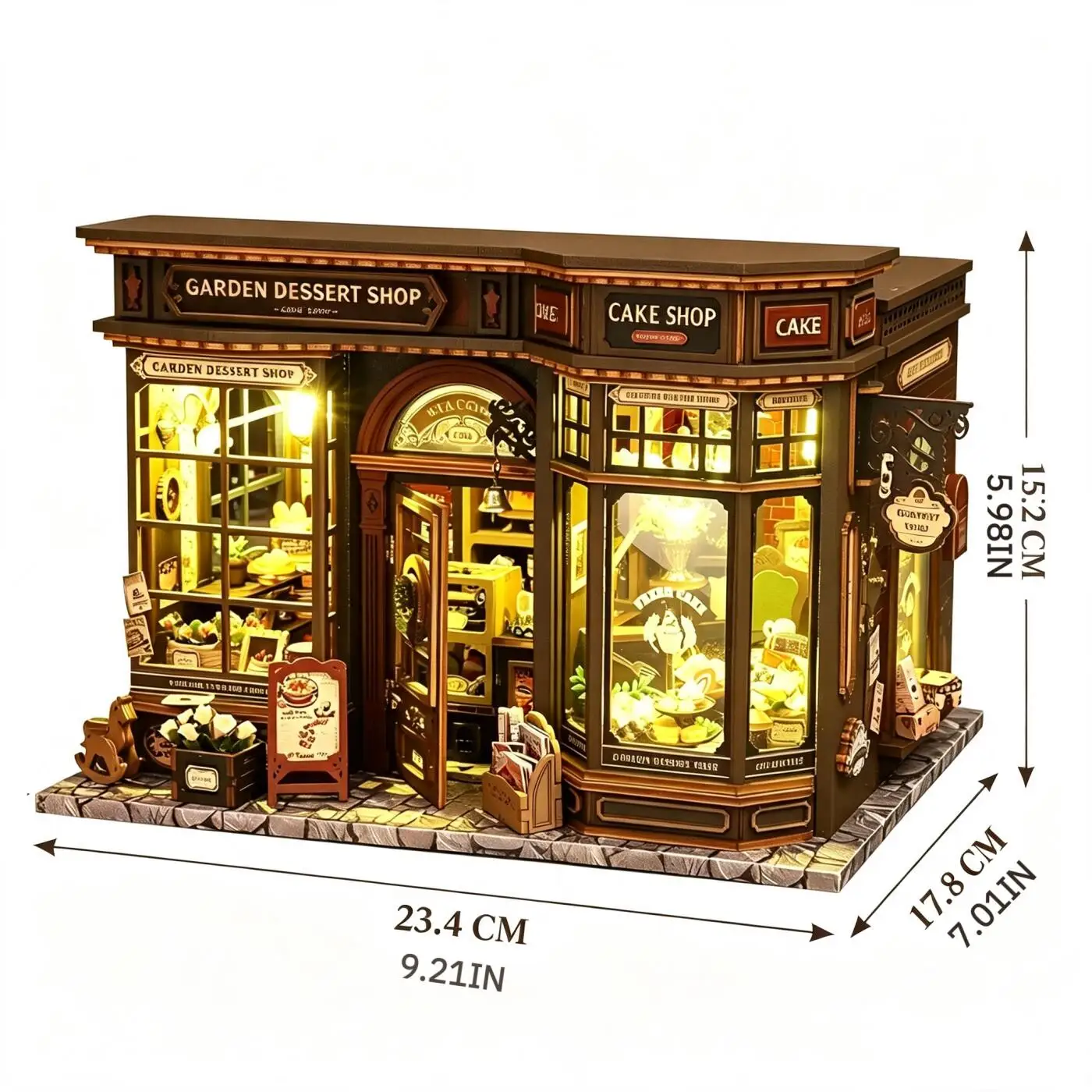 DIY Miniature House Kit 3D Wooden Puzzle With LED Light Handmade Assembly Dollhouses Dessert Shop Model Home Decor Gifts Adults