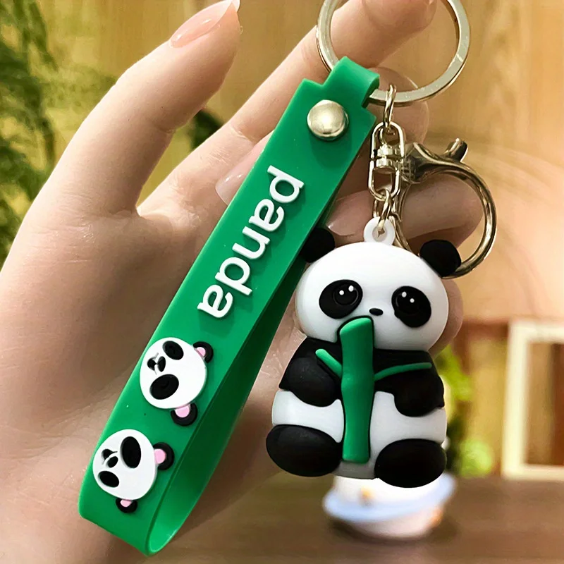 

Kawaii 3D Bamboo Panda Keychain PVC Rubber Pendant Cute Cartoon Backpack Bag Charm Children Day Gift Car Key Souvenir Ornaments