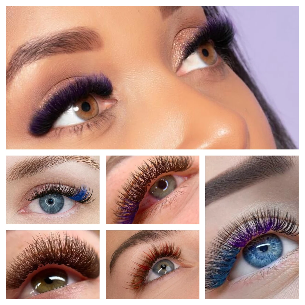 6D 10D Promade 500/1000 Fans Pointy Base Blue Purple Color Ultra Speed New Trend  Premade Volume Eyelashes Extension Makeup Tool