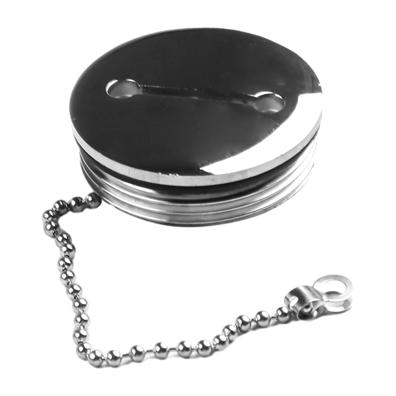 1PCS 50MM 2 Inch Fuel Gas Tank Cap With Chain Spare Yacht Replacement Hardware Silver Stainless Steel Boat Hardware Accessories