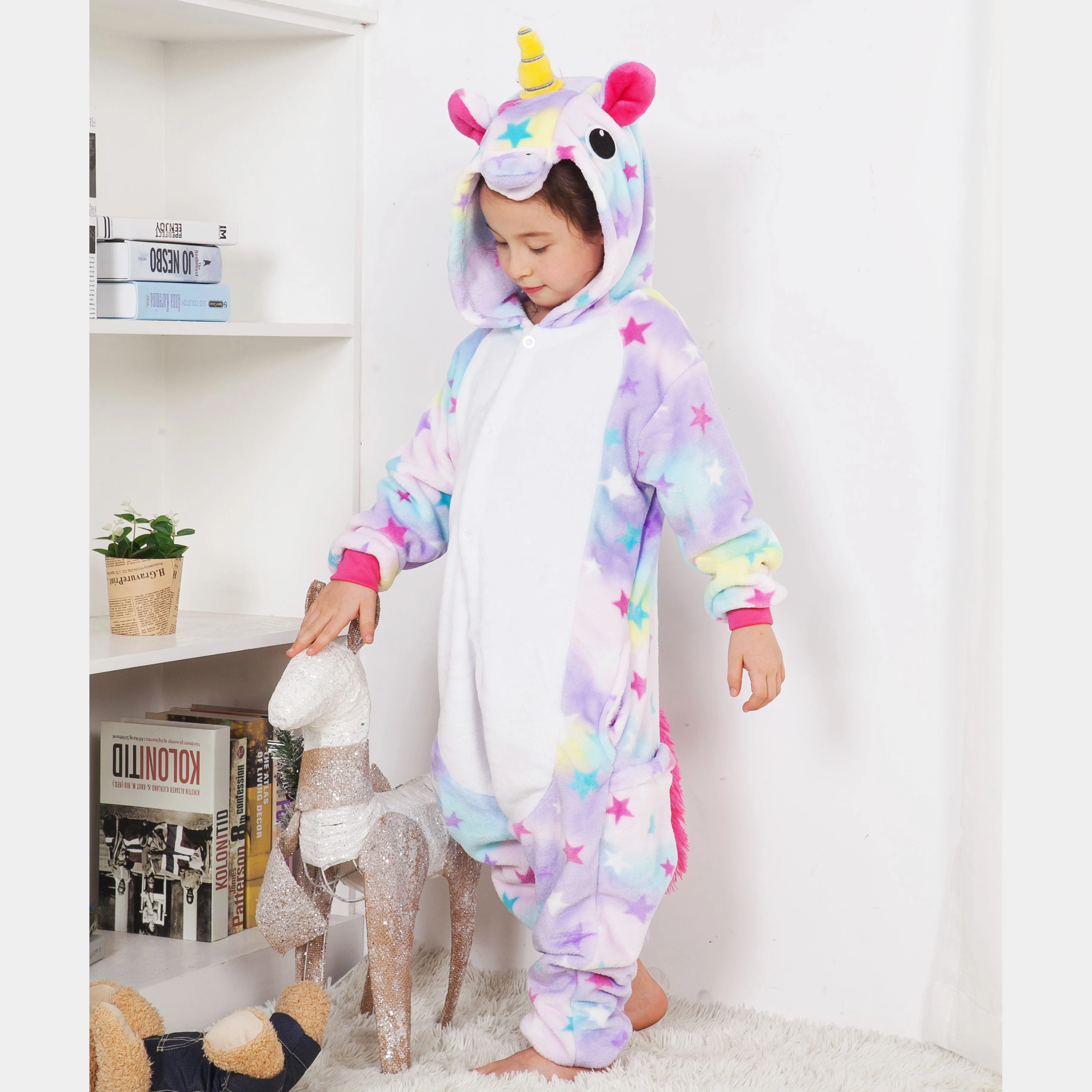 Girls Boys Cartoon Onesies Kids Children Cute Unicorn Animal Pajamas Kigurumi Cosplay Costumes For Christmas Halloween Party