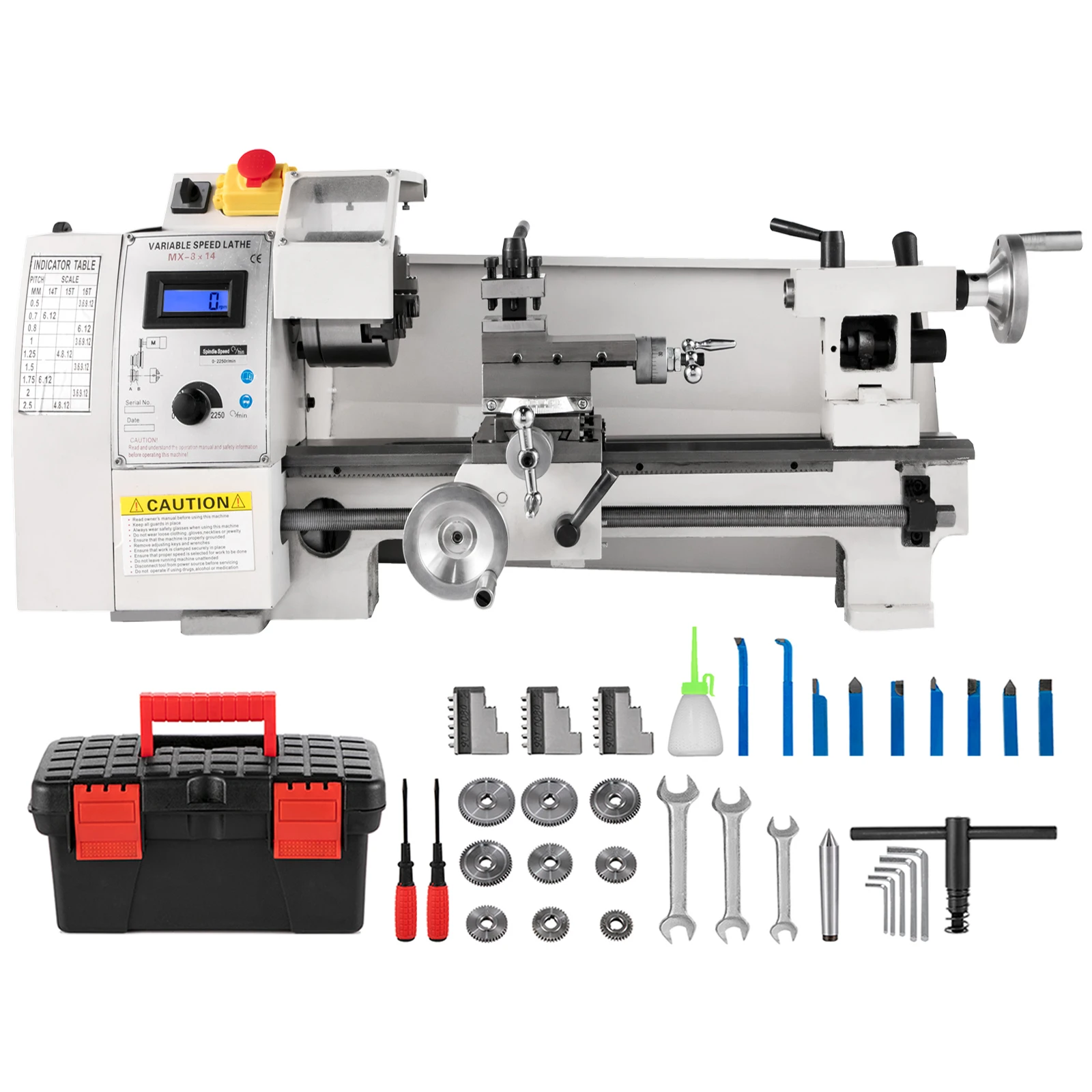 Vevor mini metall drehmaschine 8x14, mini drehmaschine 650 prm variable geschwindigkeit änderung, präzise mini drehmaschine w metall bearbeitungs drehmaschine