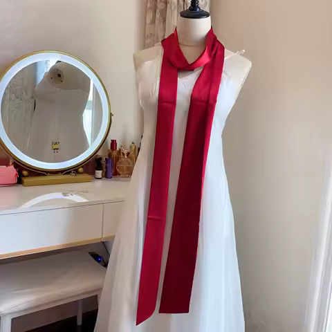 9.5x250cm Solid Satin Silk Scarf Neckerchief Long Wide Neck Scarves Hair Band Bag Ribbon Multi-Use Fashion Accessory Waist Belt