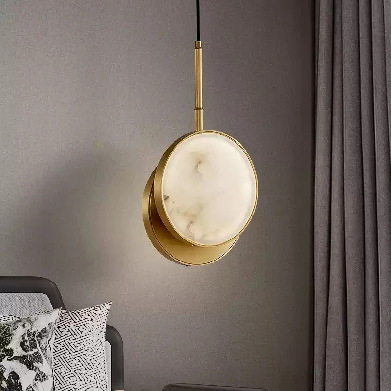 

Круглый мраморный подвесной светильник, высококачественное внутреннее освещение для гостиной, спальни, кабинета, современный минималистичный светодиодный декор для дома, люстра