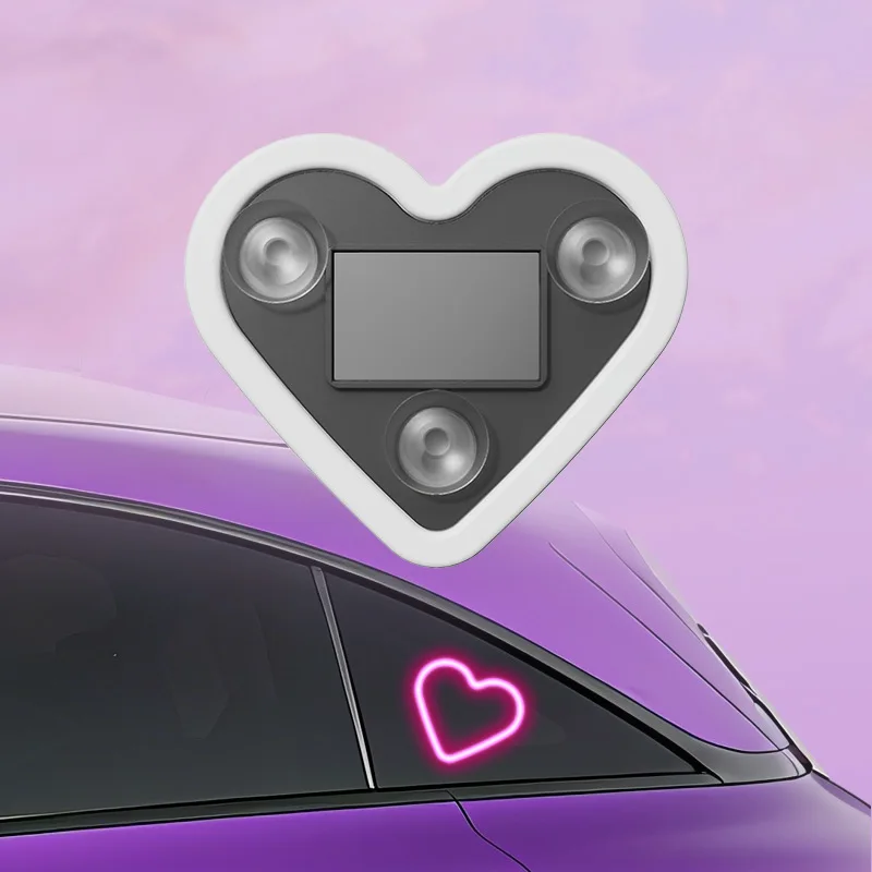 Solar-Powered Led Car Window Neon Lights - Heart-Shaped Rgb-Free Color-Changing Interior Wiring Free Atmosphere Light