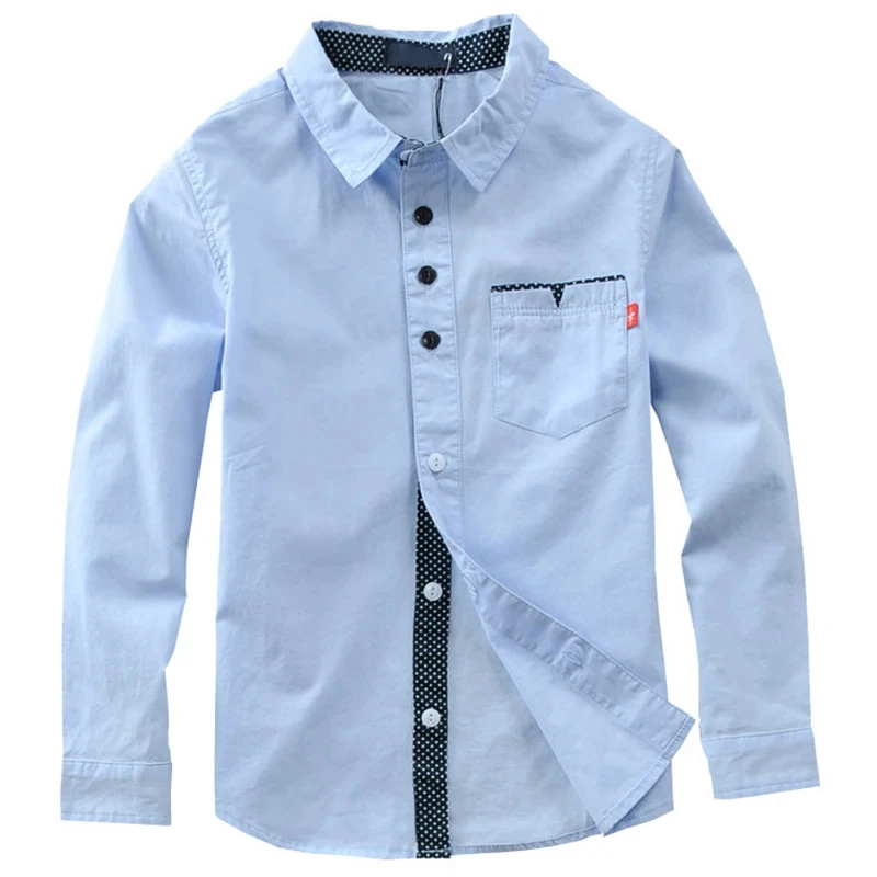 Jongens Shirts Kinderen Jongens Shirts Katoenen Effen Kinder Kleding Merk Kleding Kind Top Mode Jongens Shirts Lange Mouw Blouse 5-16T