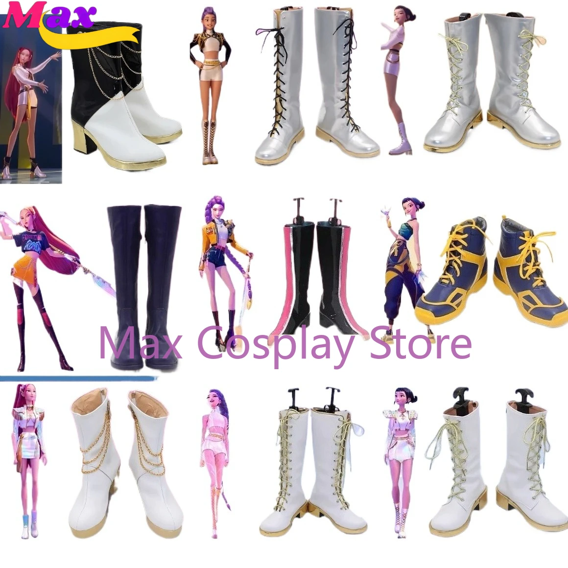 Max Cos – chaussures de Cosplay pour enfants, adultes, garçons et filles, Kpop Mira Rumi Zoey, bottes, Halloween, noël, accessoires de carnaval sur mesure