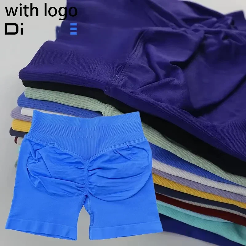 

df Impact Shorts with Logo Low Ribbed Band Short Yoga Shorts Seamless Scrunch Bum Workout Gym Booty Stretch Running Shorts Wear