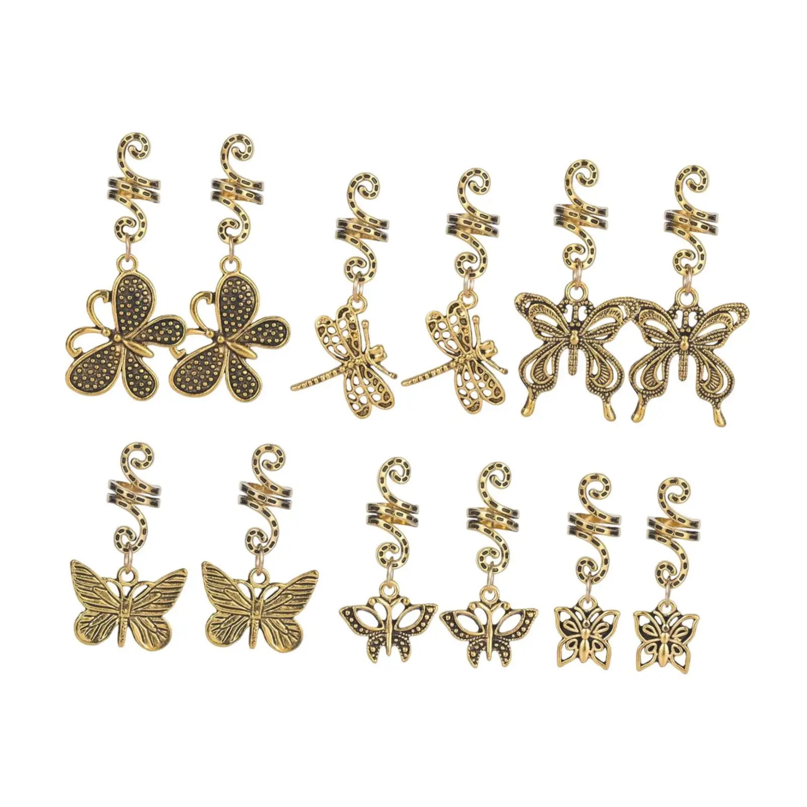 

Retro 12pcs Dreadlocks Spring Accessories Alloy Butterfly Hair Accessories