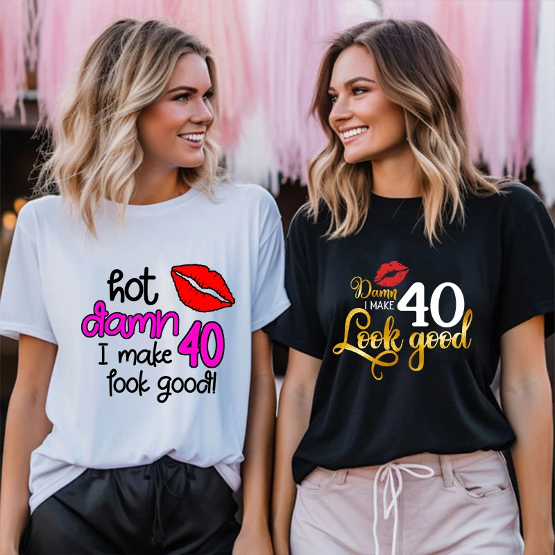 تي شيرت نسائي I'm Make 40th Look Good Graphic Tops Harajuku الجمالية قصيرة الأكمام تي شيرت الإناث 40th سنة ملابس حفلات أعياد الميلاد