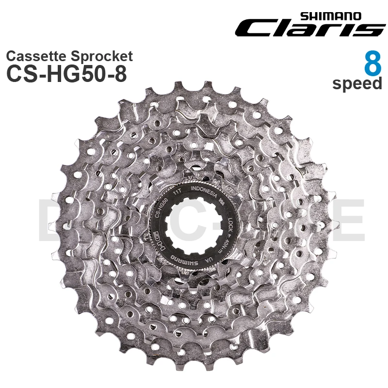 SHIMANO CLARIS - 8-Speed Road Cassette Sprocket CS-HG50-8 1-28T, 11-30T, 11-32T, 12-25T 11-34T  - HYPERGLIDE - Original parts