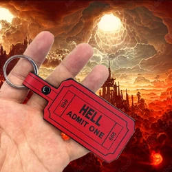 PU Keychain HELL ADMIT ONE 666 Halloween Cool Gift for Friends One Way Ticket to Hell