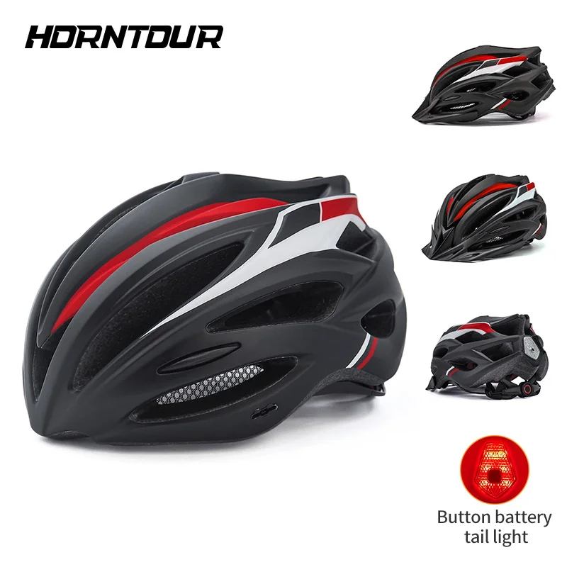 Horntour 2025 New Bicycle Helmet Ride Lights Racing Road Bike Helmet Men Women Outdoor Sports Pro Cycling Bicicleta Safety Cap