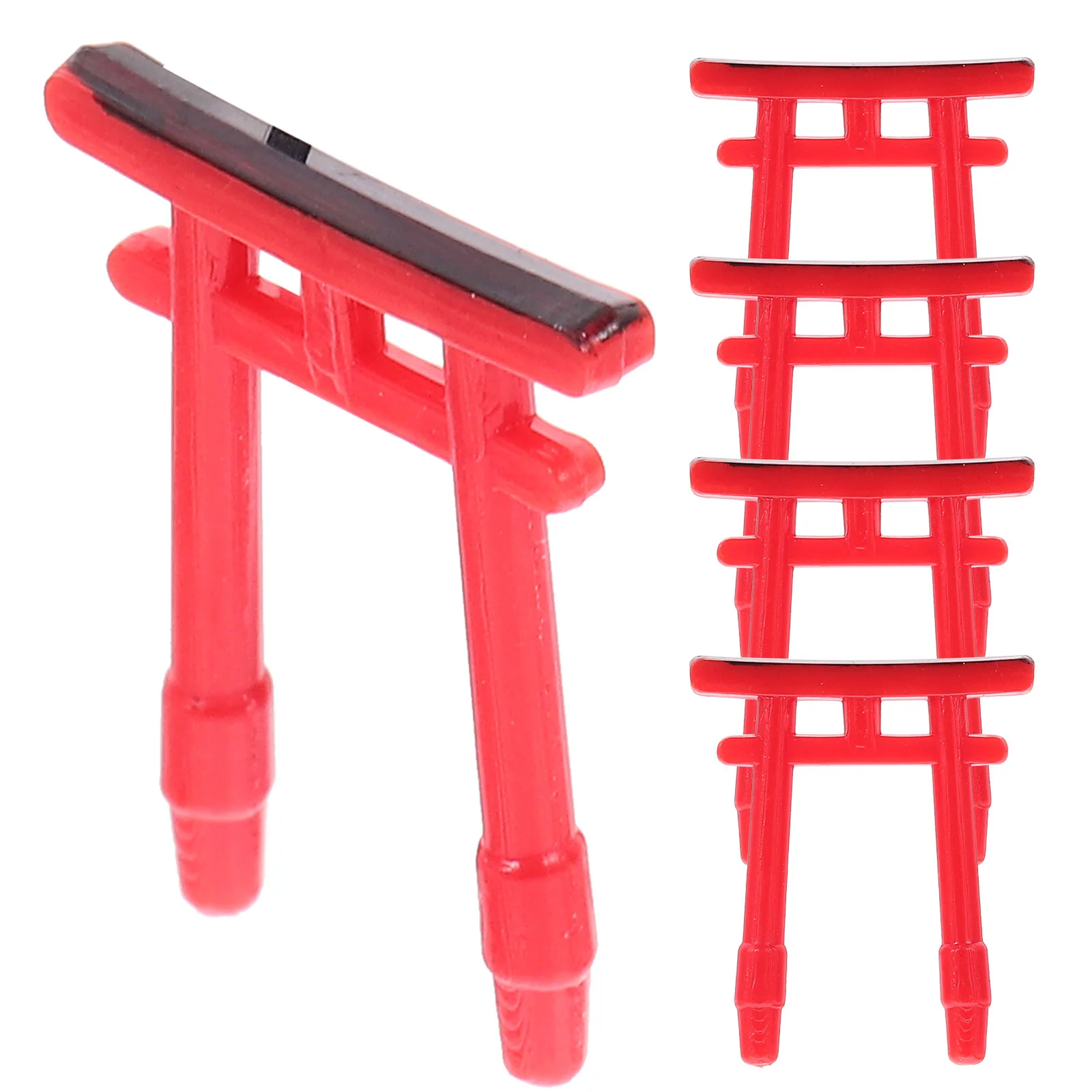 5 Pcs Mini Torii Miniature House Decorative Gate Japanese Door Crafts Pvc Decorations Small Props Figurines