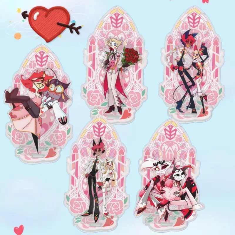Base de acrílico de 15 cm para Hazbin Hotel Lucifer Niffty Baxter Angel Dust Husk Alastor Anime, Placas acrílicas de doble capa para exhibición