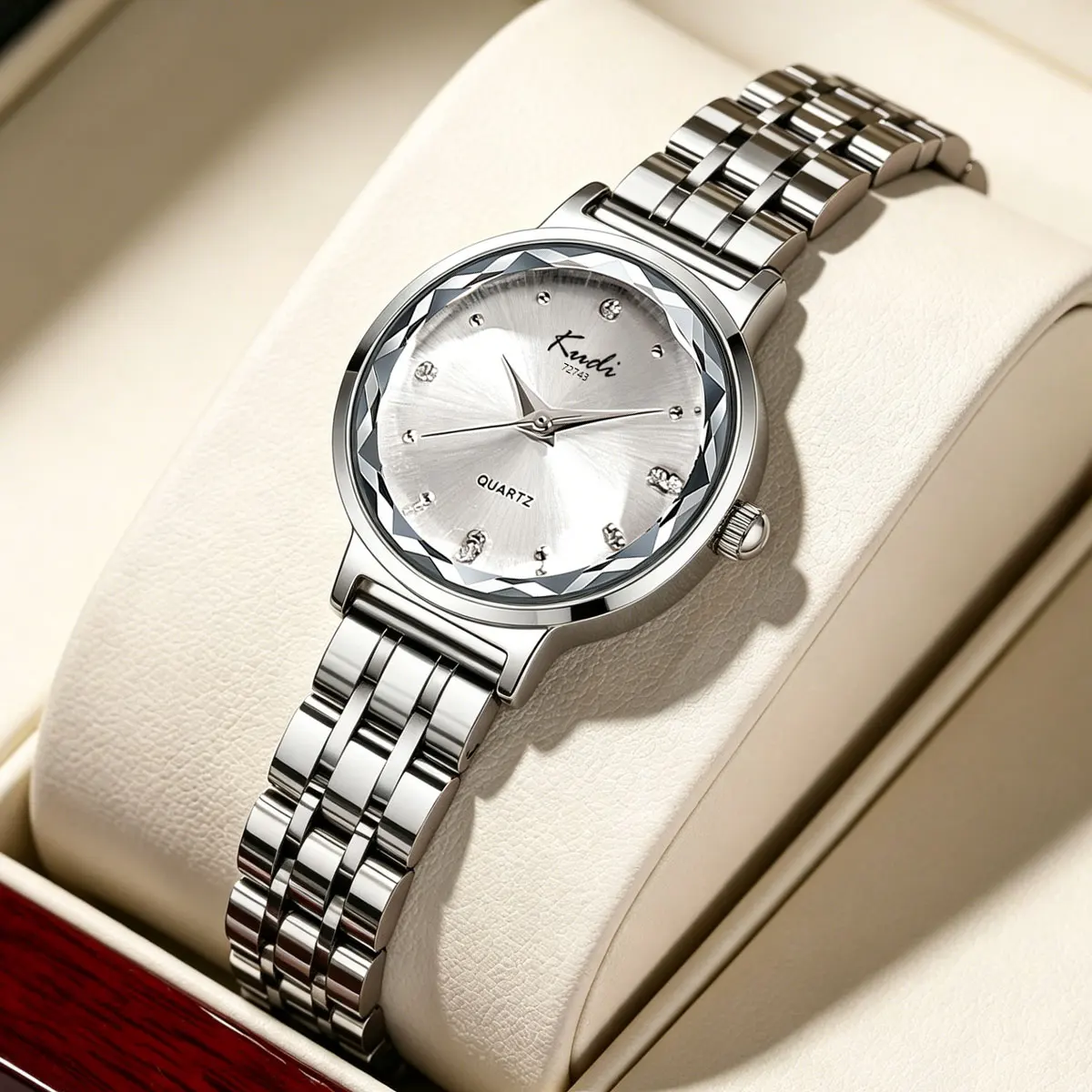 Luxurious Versatile Women's Watch Stainless Steel Band Small Diamond Embedded Casual Quartz Wristwatch for Ladies