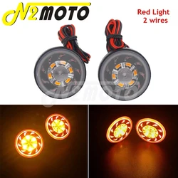 2 wires LED Round Motorcycle Stop Brake Light Universal 12V Mini Motorbike Dual Use Reflector Turn Signals Yellow Red Lights