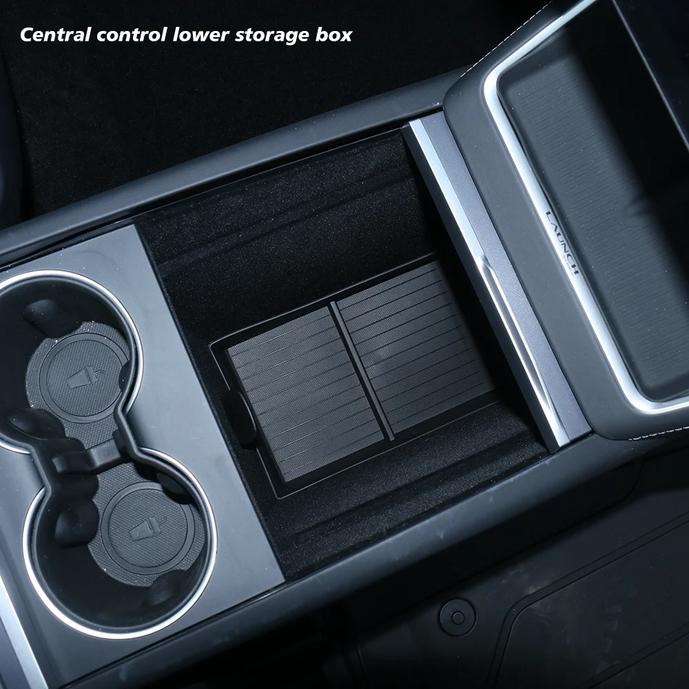 TESY Console & Armrest Storage Box For Tesla New Model YL Y Juniper Launch ABS Silicone Non-slip Mat Upper and Lower Watercup 썸네일 4
