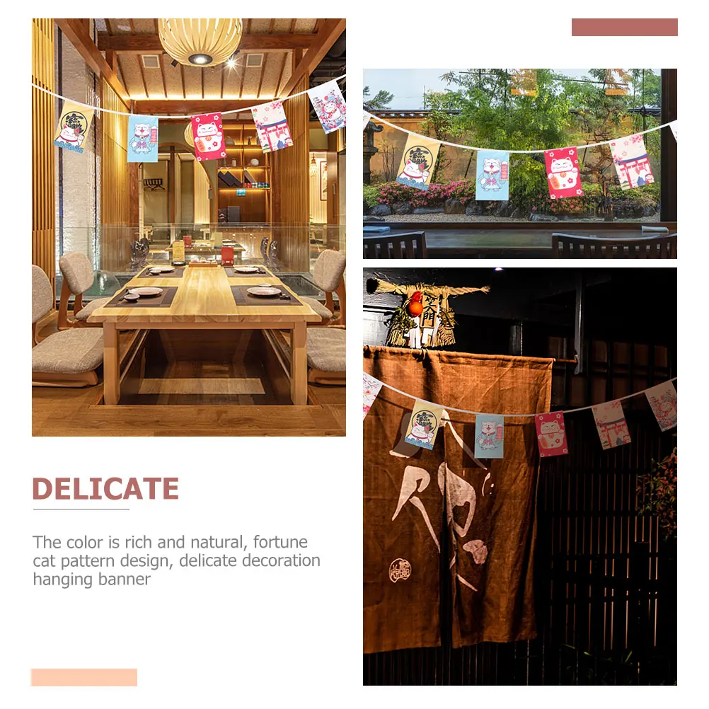 

2Pcs Japanese Lucky Cat Decorative Banner Japanese Style Luck Cat Pattern Suitable for Izakaya Restaurant Decor