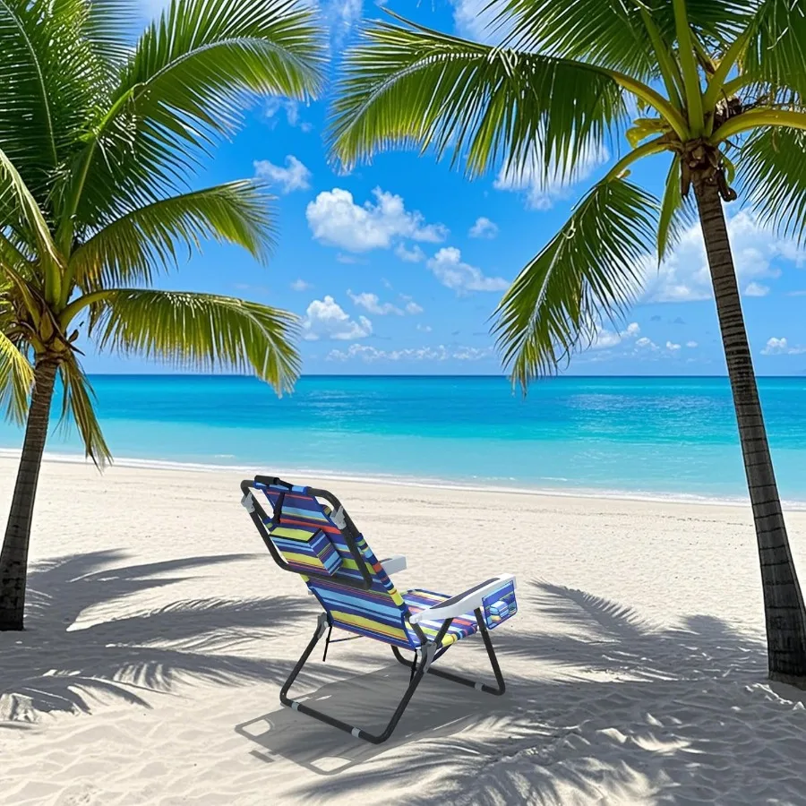 كرسي صالة فناء عالي التحمل قابل للطي للبالغين مع جيب قابل للفصل كرسي محمول قابل للطي للتخييم على الشاطئ وبو