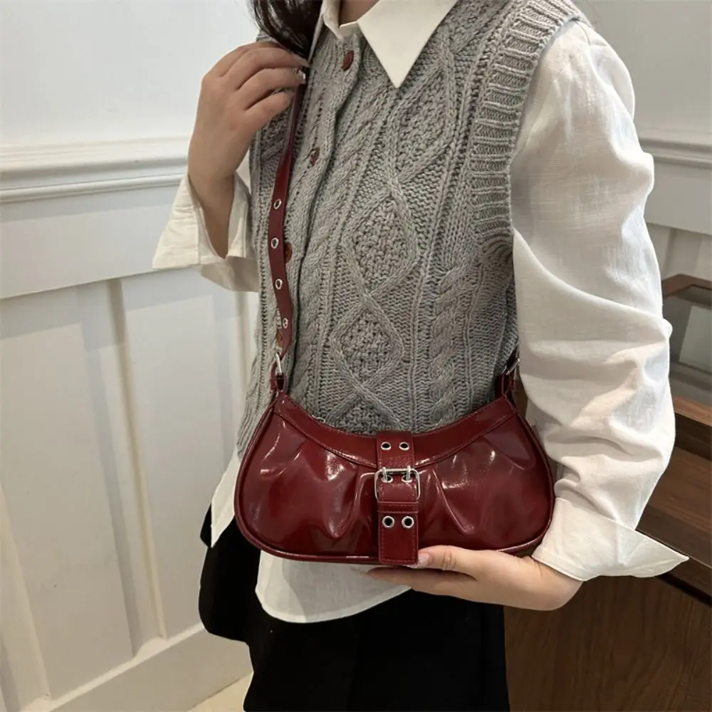

Fashion Designer Buckle Armpit Bag Pu Leather Vintage Y2k Shoulder Bag Gothic Cross Body Spicy Girl Handbag Female