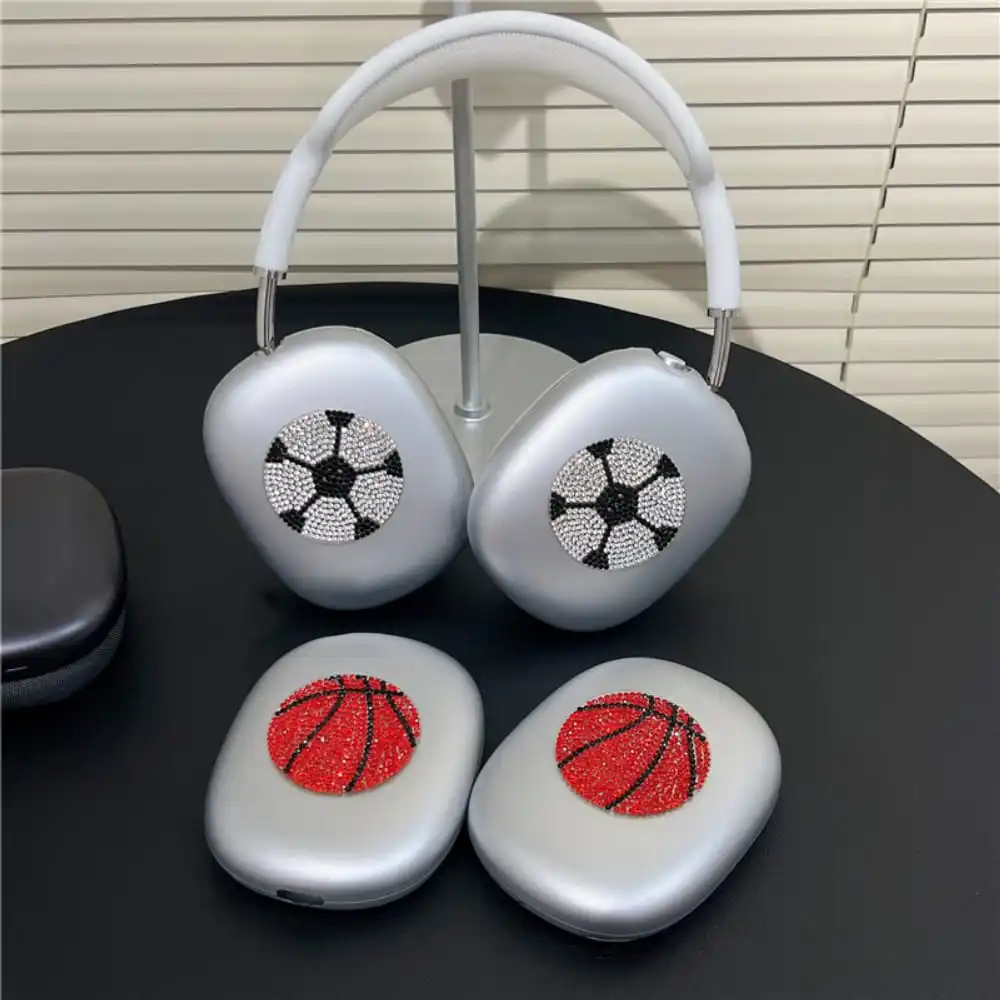 Ins Creativity Flash Drilling Basketball Football Earphone Protective Case for AirPods MAX Soft Clear Anti-fall Protect Cover