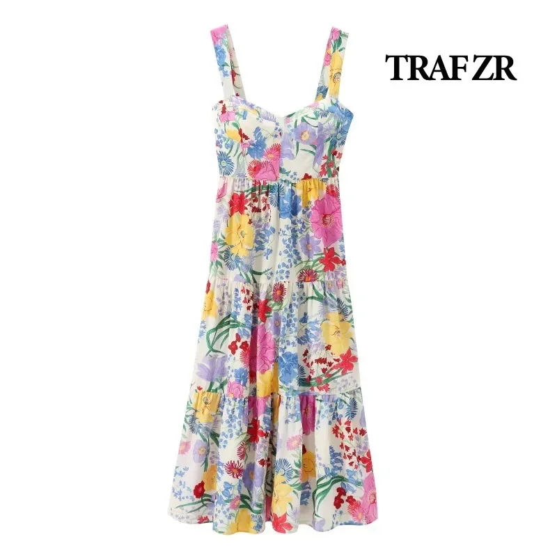 TRAF ZR Dresses Women\'s Summer Sundresses Beach Wear Women 2024 Party Dress Fashion Elegant and Beautiful Women\'s Dresses