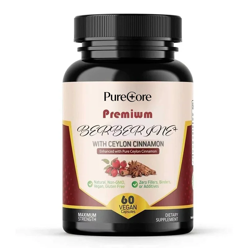 High Quality Berberine HCL 1200mg, Ceylon Cinnamon, 60 Capsules, Used for Immune Support and Overall Health