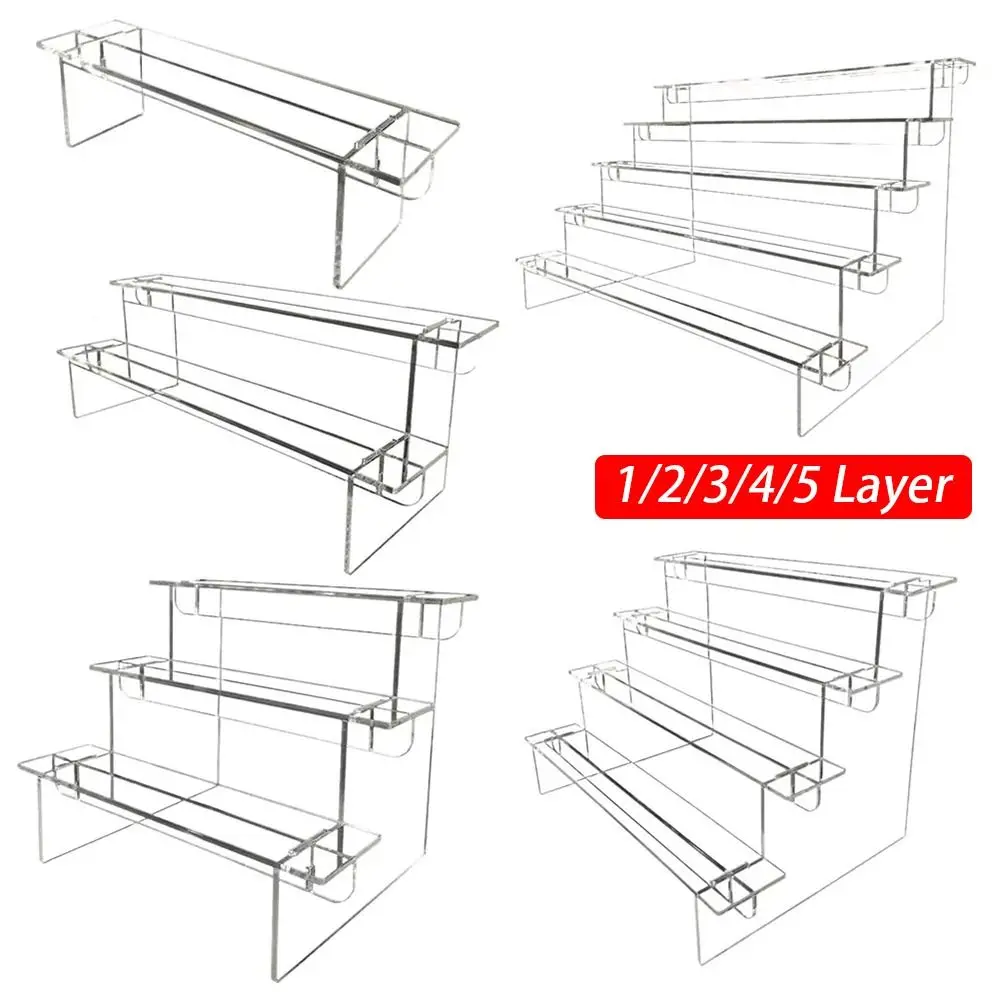 1Sets Acrylic Ladder Display Stand Durable Home Organizer Transparent Storage Rack Adjustable Computer Monitor Model Holder