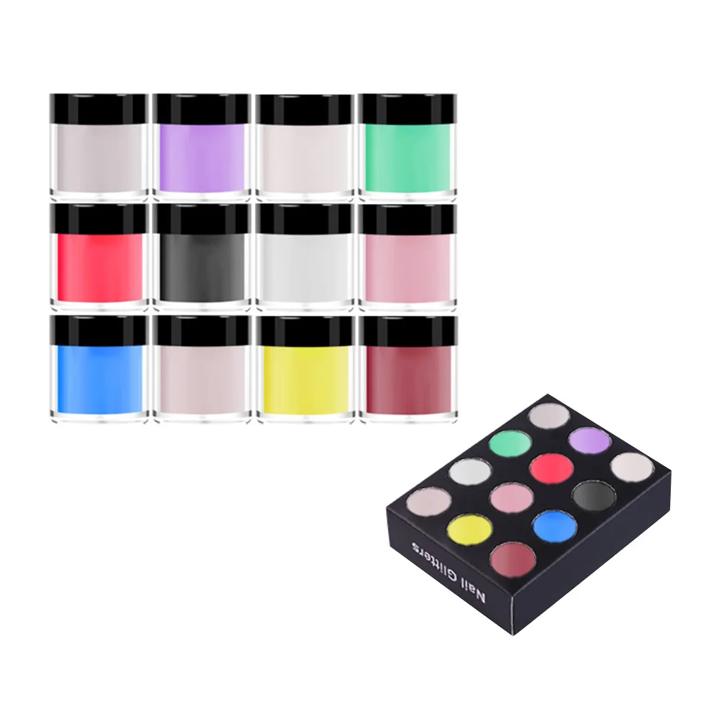 12 Colors Nail Art Crystal Powder Shiny Acrylic Manicure Nail Carving Glitter Powder DIY Decoration for Women