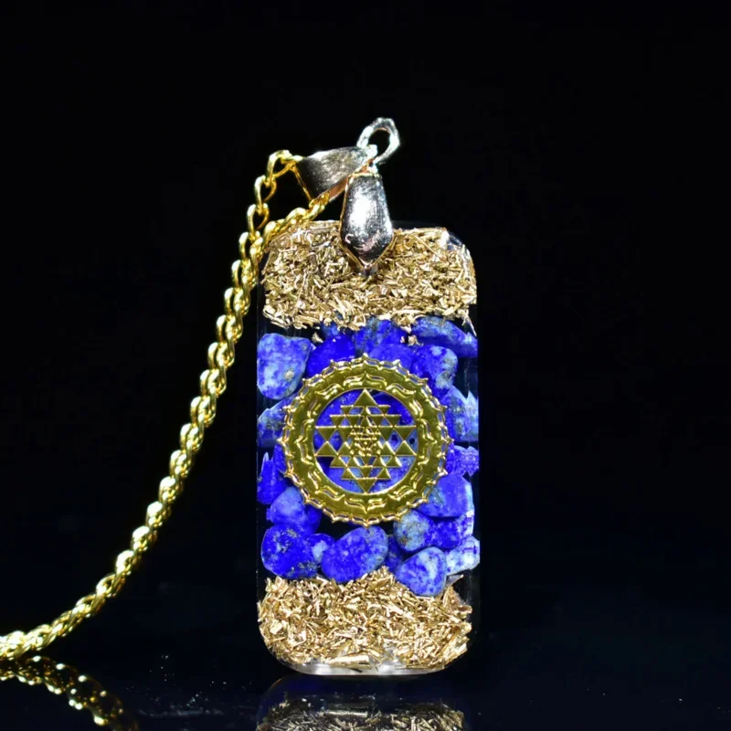 Kalung liontin chakra baja lapis lazuli alami gaya etnik kalung meditasi yoga reiki untuk perhiasan wanita dan pria