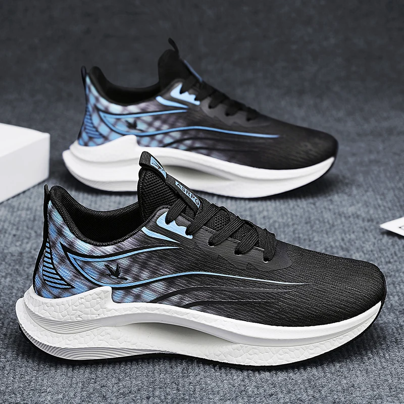 

Мужские кроссовки, летние кроссовки на шнуровке с дышащей сеткой, высокая эластичность, повседневные модные спортивные кроссовки, модные теннисные туфли