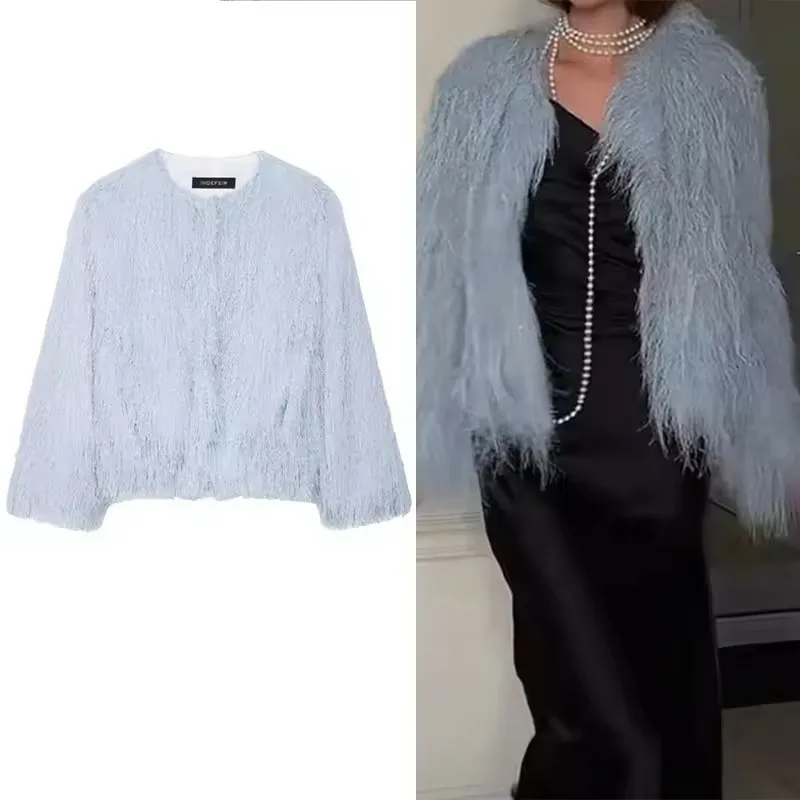 

Women Tassel Decoration Short Coats Women's Fashion Wrist Sleeve Jackets for Women Elegant Office Ladies Casual Outerwear ﻿