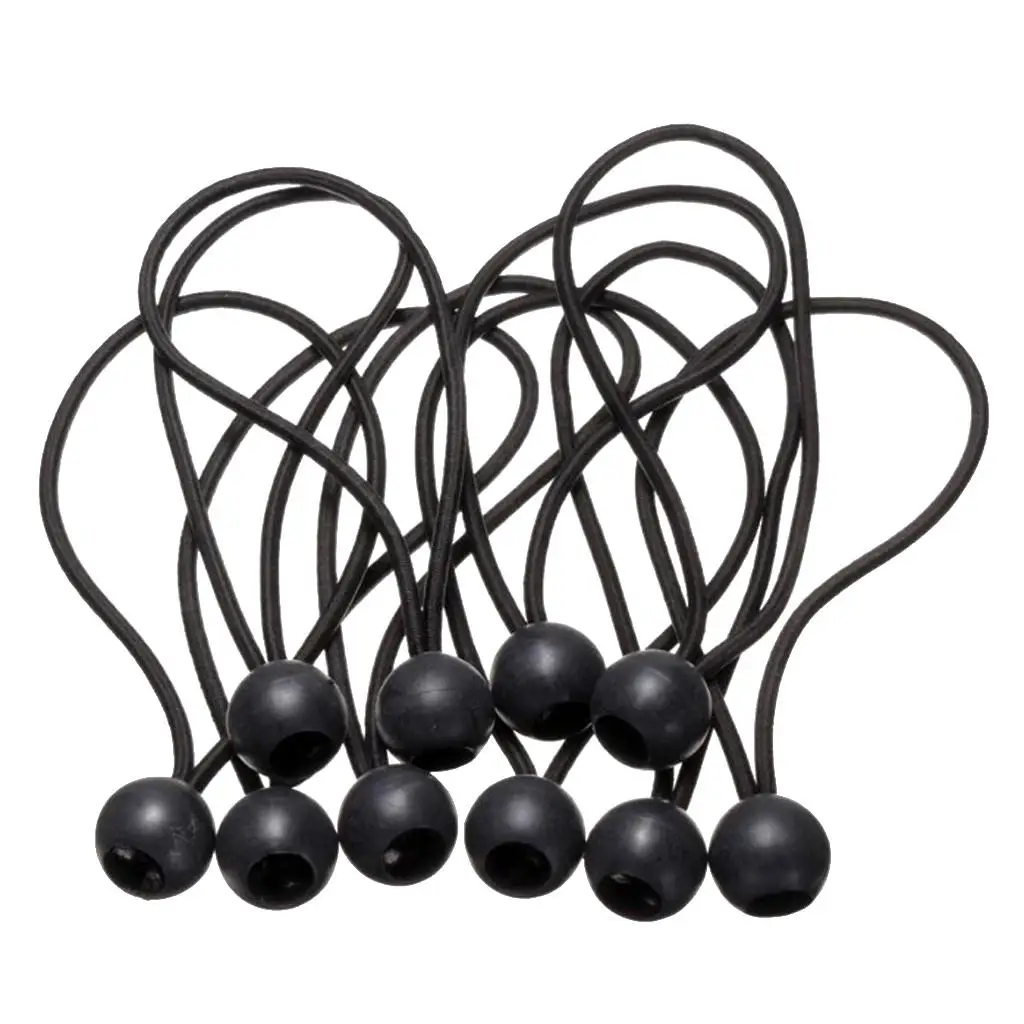 10 Pieces Elastic String Cord & Ball for Camping Tent, Tarpaulin, Tarp Canopy, Boat Trailer, Banner And